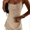 Europe And America Cross Border New Knitted Women Clothing Hollow Slim Strap Dress