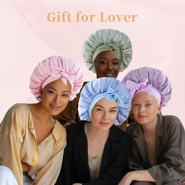 9d35e2fa-4855-4000-ad56-9af9b9986c6f.jpg Silk Bonnet For Sleeping Women, Satin Hair Bonnet For Sleeping For Wavy Curly Natural Hair Women Men - Blue