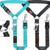9fccbb80-8fe5-4443-bcef-af65d11216b9.jpg Removable Dog Seat Belt Harness For Car, 3 In 1 Pet Dog Car Seatbelt Leash, Retractable Restraint Secures To Vehicle Headrest