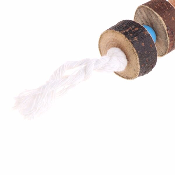 587690703 1 Piece Natural Wooden Birds Parrot Colorful Toys Chew Bite Hanging Cage Balls Ropes Garden Ornament Pet Supplies