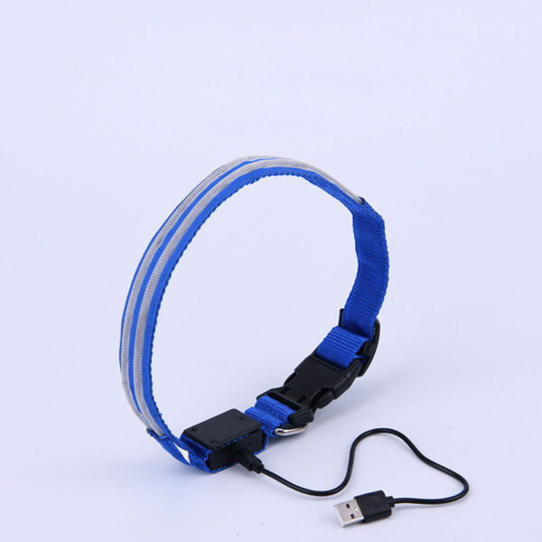 587638191 Pet Supplies LED Flash Dog Collar Nylon Translucent Double Fiber Medium Large Neck Usb Luminous Collar