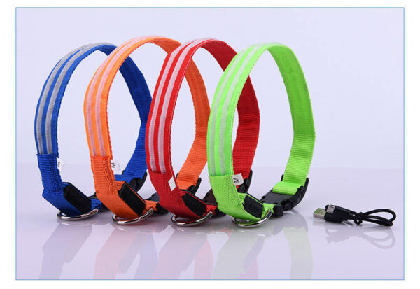 587638192 Pet Supplies LED Flash Dog Collar Nylon Translucent Double Fiber Medium Large Neck Usb Luminous Collar