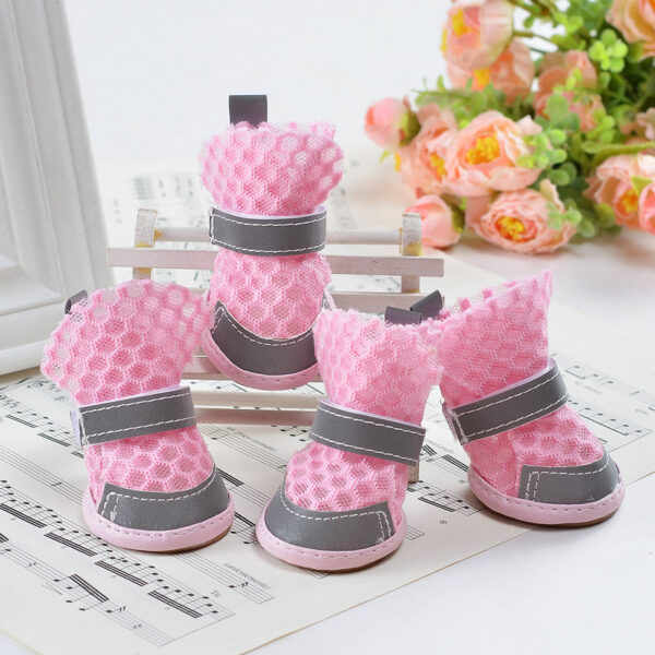 587690417 Summer Breathable Non-Slip Pet Shoes Reflective Mesh Hollowed Out Comfortable Than Bear Small Dog Foot Cover Dog Supplies