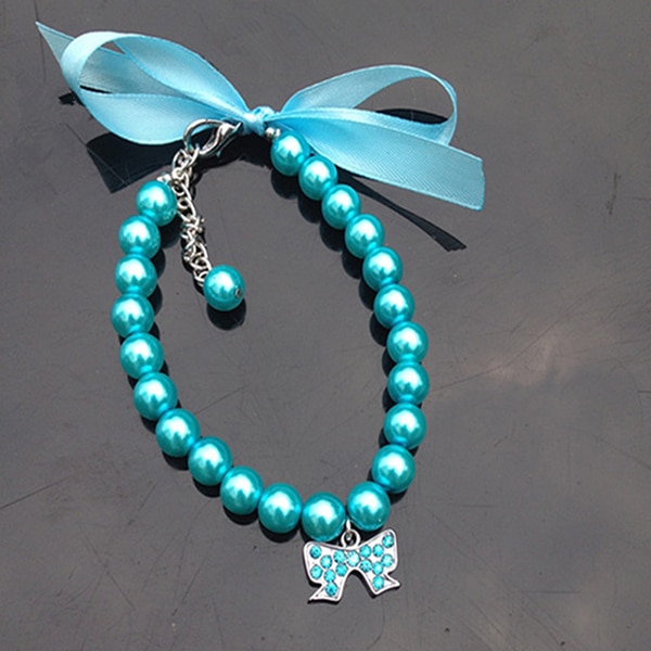 587813809 Dog Collar Rhinestone Pearl Necklace Diamond Pet Collars Mascotas Dog Accessories Leashes For Little Dogs Pet Supplies Cachorro