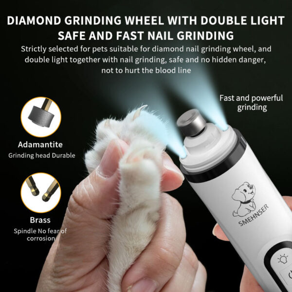 587690381 M5 Pet Nail Polisher High Power LED Double Lamp Blood Line Electric Charging Nail Clipper Cat And Dog Manicure Supplies