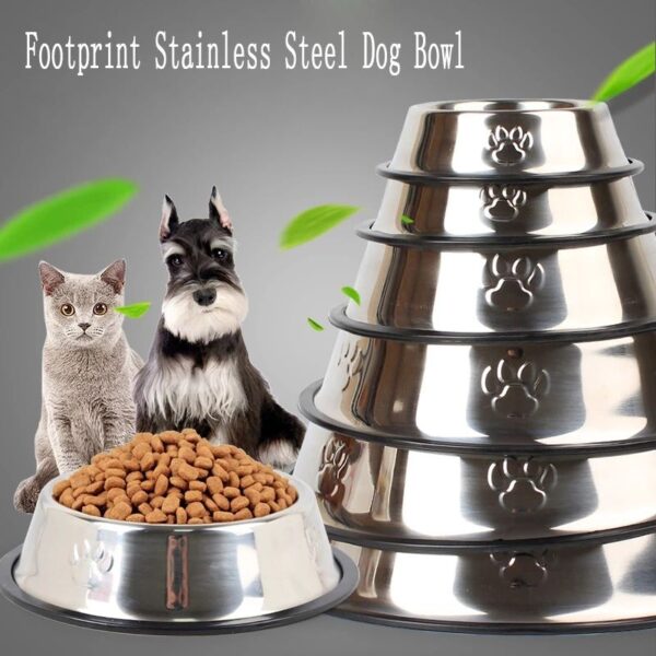 587813641 Stainless Steel Dog Bowl High-Grade Non-Slip Pet Bowl Pet Food Bowl Food Utensils 6 Sizes Pet Supplies