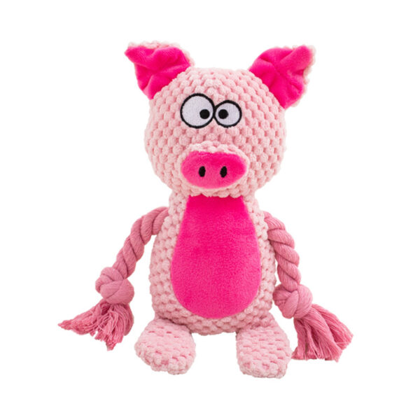 587813863 Pet plush sound cotton rope toy fox frog pig dog interactive tug of war training supplies