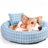 Pet Supplies Winter Plaid Pet Nest Small Round Nest with Pillow Cat Den Dog Den