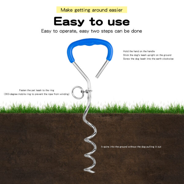 587639496 Outdoor Pet Supplies Dog Stake Chrome Plated Spiral Ground Anchor Dog Tether Factory Direct Stock