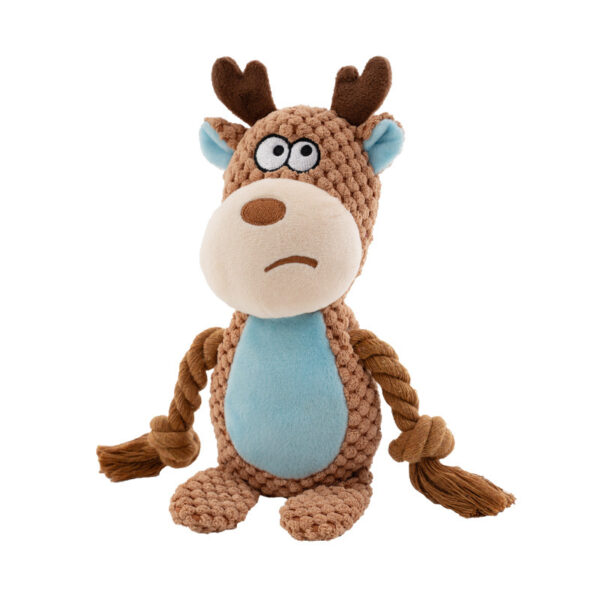 587813875 Pet plush sound cotton rope toy fox frog pig dog interactive tug of war training supplies