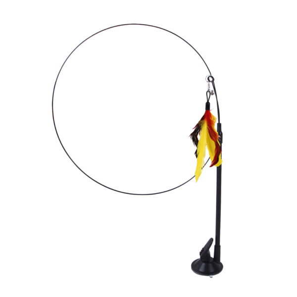 Suction cup cat toy stick that can be attached and held with steel wire multi head interchangeable cat toy and pet supplies