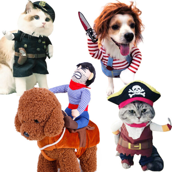 587632934 Pet Cowboy Horse Riding Transfiguration Pet Supplies Clothing Cospaly Halloween Dog Clothes