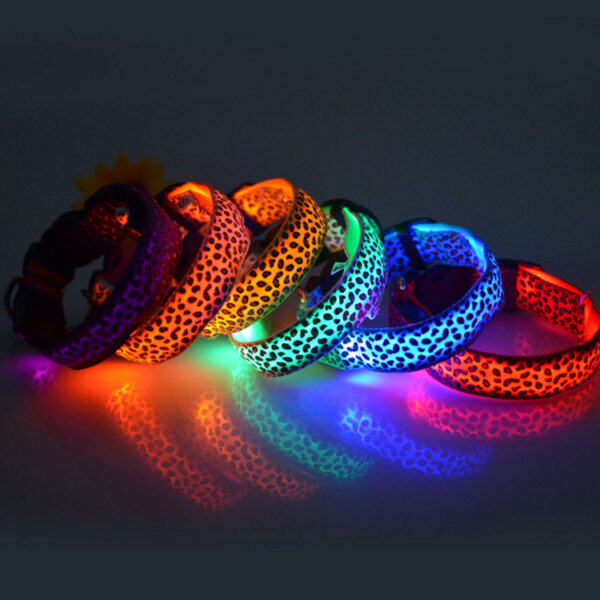 587814693 Leopard Collar LED Light-Emitting Dog Belt Light-Emitting Collar Dog Collar Dog Chain Small And Large Pet Supplies