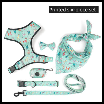 587637677 Printed Six-Piece Pet Supplies Comfortable Polyester Dog Strap With Double-Sided Printing Dog Chest Strap