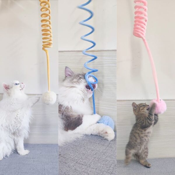 Sucker type spring rabbit hair ball cat toy tease cat ball self hi interactive cat toy ball pet supplies