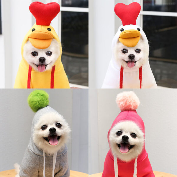 587690104 Chick Transformed Dog Cat Small Medium-Sized Dog Autumn And Winter Sweatshirt Scratch Pet Clothes Supplies Teddy Fighting Bichon