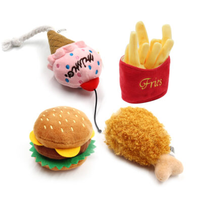 587813358 Dog Chewing Toy Combination Plush Hamburger Sounding Pet Interactive Supplies