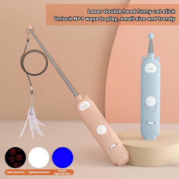 587814092 Pet Supplies Cat Laser Pen Infrared Spotlight Feather Bell Cat Toy Set Funny Cat Stick