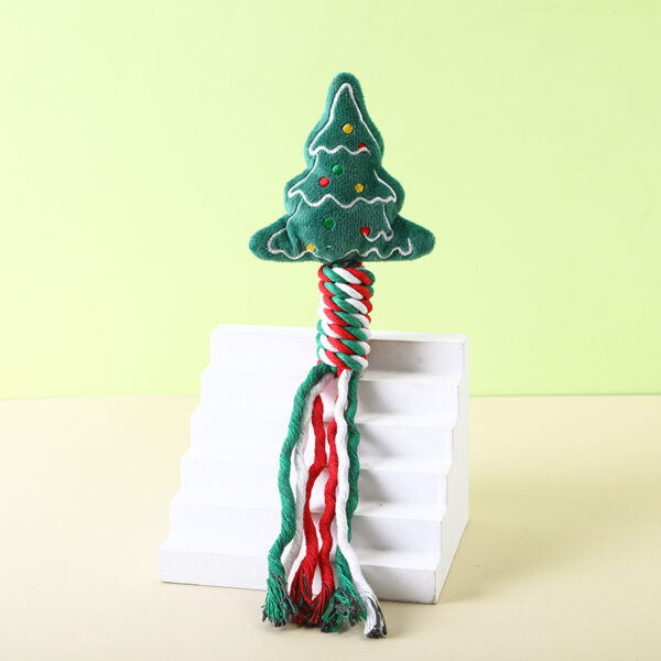 Christmas Cotton Rope Pet Plush Toy Teeth Grinding Durable Cartoon Self Hi Dog Toy Cat Supplies