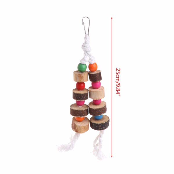 587690705 1 Piece Natural Wooden Birds Parrot Colorful Toys Chew Bite Hanging Cage Balls Ropes Garden Ornament Pet Supplies