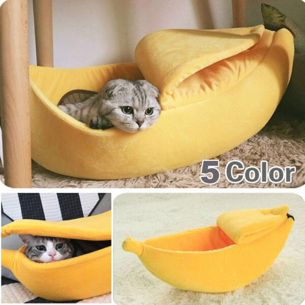 587691234 Funny Banana Cat Bed House Cute Cozy Cat Mat Beds Warm Durable Portable Pet Basket Kennel Dog Cushion Cat Supplies 4 Colors