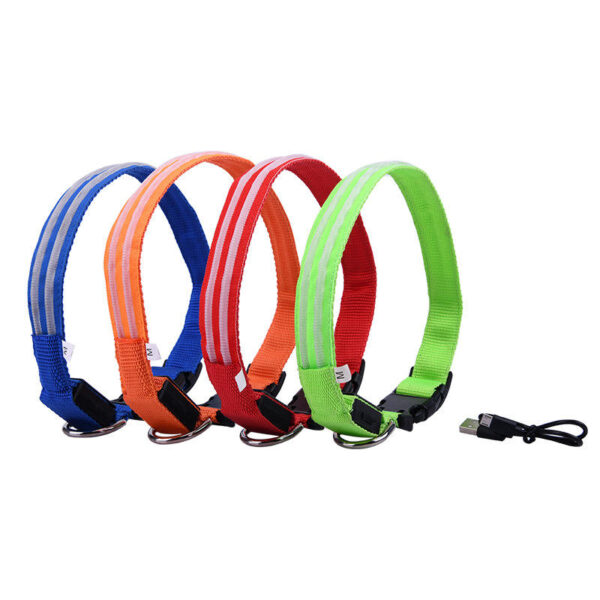 587638188 Pet Supplies LED Flash Dog Collar Nylon Translucent Double Fiber Medium Large Neck Usb Luminous Collar