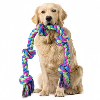 587633643 Large Dog Pet Toy Durable Chew Cotton Rope Five-Knot Dog Pet Supplies for Dogs and Cats