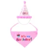 2Pcs/Set Dog Hat Bib Dog Birthday Bandana Scarf Adjustable Bandana Neckerchief Cat Dog Birthday Bib Hat Pet Supplies