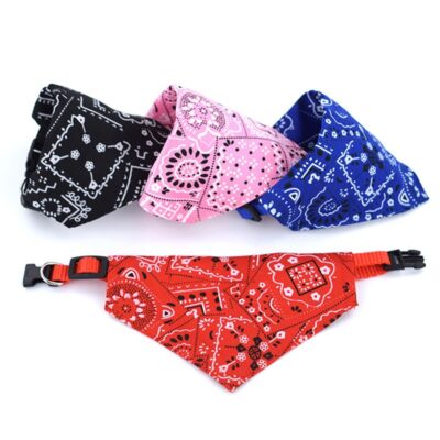 587813378 Pet Muzzle Towel Retractable Triangular Towel Collar Printed Triangular Muzzle Towel Pet Supplies