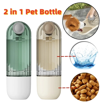 587634442 2 In 1 Pet Water Cup Segment Design Green Dog Walking Portable Drinking Cup Dog Feeding Supplies Pet Supplies Dog Walking Water