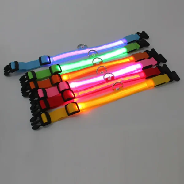 587636130 Nylon LED Pet Dog Collar,Night Safety Flashing Glow In The Dark Dog Leash,Dogs Luminous Fluorescent Collars Pet Supplies 4.7