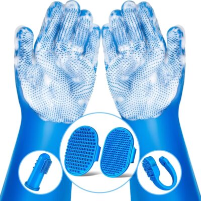 a1d359cf-4904-4007-847c-0de507f516a1.jpg 6PCS Grooming Bath Supplies For Dogs, Cats Dog Washing Gloves Dog Bath Brush Dog Shower Brush Pet Grooming Gloves Dog Grooming Kit Pet