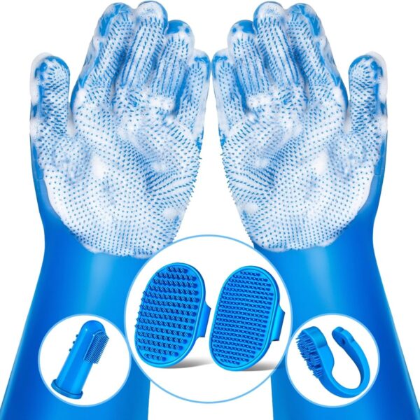 a1d359cf-4904-4007-847c-0de507f516a1.jpg 6PCS Grooming Bath Supplies For Dogs, Cats Dog Washing Gloves Dog Bath Brush Dog Shower Brush Pet Grooming Gloves Dog Grooming Kit Pet