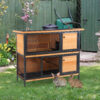 a31b0663-ad5c-425a-a619-157eb66aa622-1.jpg 48" 2-Story Large Rabbit Hutch Bunny Cage Wooden Pet House Metal Frame with Rooms, Ramp, No Leak Tray, Feeding Trough, Waterproof Asphalt Roof for Rabbits, Chickens, Ducks, Outdoor/Indoor