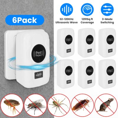 a363d85b-c86b-45fc-9c1f-8868dc4fd21e.jpg 6 Pack 32-120KHz Ultrasonic Insect Repellent Indoor Plug In Bug Repellent Mosquito Roaches Mice Control With 3 Modes For Bedroom Garage Warehouse Office For Spring Summer
