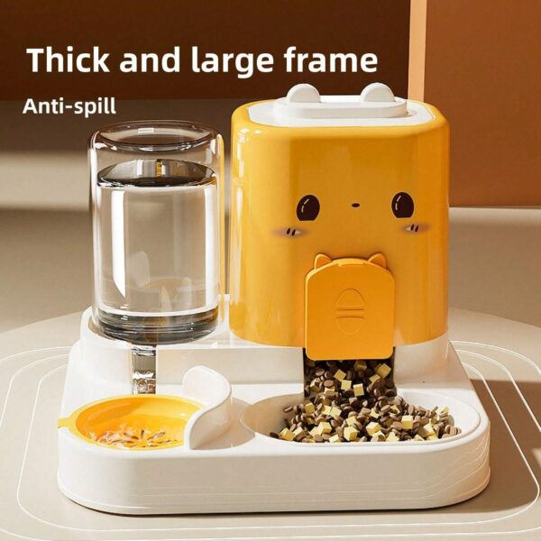 a392a52e-8c0a-4ffb-af9b-e07ecc06faae.jpg 2 In 1 Automatic Pet Feeder And Water Dispenser, Large Capacity 2300ML Feeder & 1000ML Water Bowl, Gravity Refill Anti Spill Stable Pet Food Water Bowl For Cats Dogs, Yellow Pink Green Available