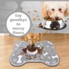 a3cdfcac-a9a6-47bc-b656-3cd8e01691b1.jpg Dog Cat Food Mat,Rapid Absorbent Pet Feeding Mat, Bone Shaped Dog Placemat Water Bowl Mat With Rubber Backing,No Stains Dog Cat Food Mats Indoor, Pet