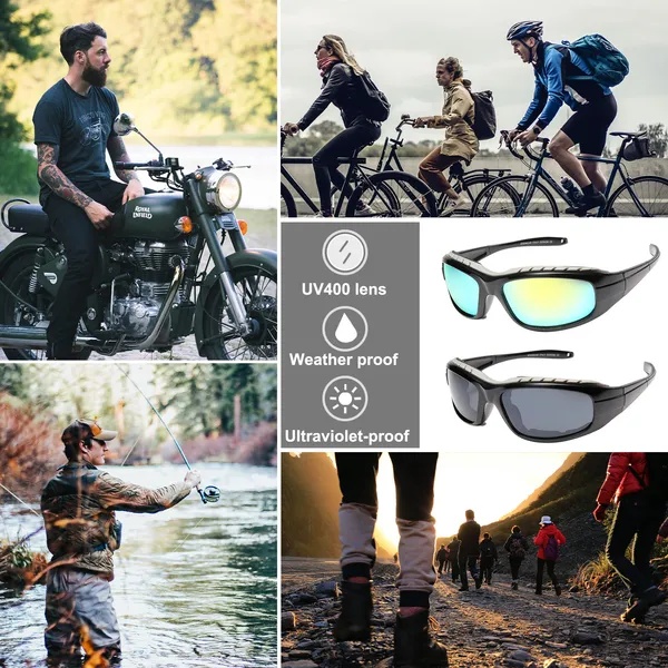 a49637a5-2949-4fb3-ae11-ec98da5fbd0e.jpg 2 Pairs Motorcycle Padded Foam Wind Resistant Riding Glasses Sunglasses