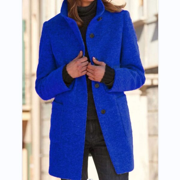 a4de0710-5305-4259-af1c-9d56055dbe76.jpg Fashion Stand Collar Woolen Coat With Pockets Fall Winter Casual Button Outwear For Women Clothing