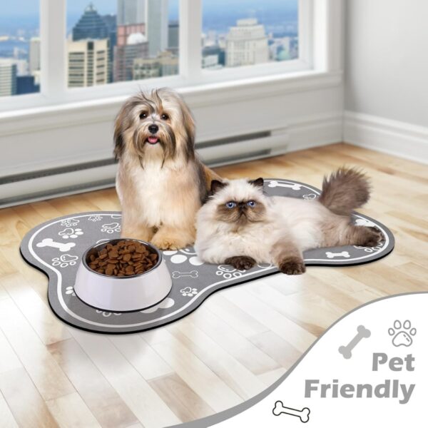 a53134be-c327-4a6f-860e-c9ddd8237394.jpg Dog Cat Food Mat,Rapid Absorbent Pet Feeding Mat, Bone Shaped Dog Placemat Water Bowl Mat With Rubber Backing,No Stains Dog Cat Food Mats Indoor, Pet