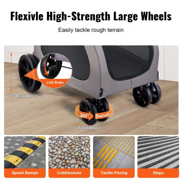 a7cbe3b4-fa28-4d6a-9ad5-6107e28afa60.jpg Pet Stroller 4-Wheels Dog Stroller Carrier 160lbs Weight Capacity Portable