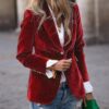 Velvet Lapel Casual Suit Business Fashion Slim Single-breasted Jacket Outwear Clothing For Women