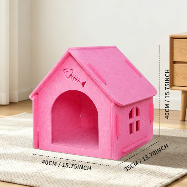 Detachable Felt Cat House, Cute Cottage Style Cat Cave, Indoor Cozy Pet Hideaway Shelter For Small Medium Cats
