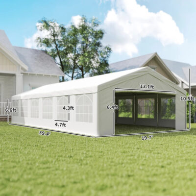 ac6fa635-3de5-4de2-aa08-98d44d22dfec.jpg 20 X 40 Ft Heavy Duty Party Tent Outdoor Gazebo Wedding Tent Event Shelter Carport BBQ With Removable Sidewalls & Windows, Outside Waterproof Canopy For Parties, White