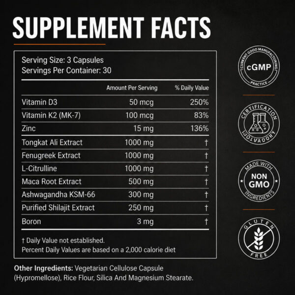 aeb98898-38e5-4647-b6cb-d0a5daac12d3.jpg Testosterone Supplement For Men With Fenugreek, Tongkat Ali, Shilajit & Boron Support Vitality, Energy & Muscle 90 Capsules