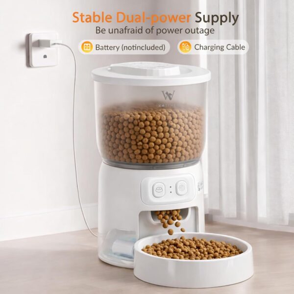 af8ef868-2c73-4349-bab7-e076978f947b.jpg Waithem Wi-Fi Automatic Cat Feeder, Timed Dry Food Dispenser, App-Programmable Portion Control, Up To 10 Meals Per Day, Dual Power Supply, Suitable For Cats And Small Dogs