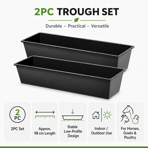 2-piece Dual-purpose Plastic Livestock Feed Trough Suitable For Daily Feeding Of Horses, Goats, Pigs And Other Animals Widely Adaptable To Home Backyards, Pastoral Fences, Livestock Sheds And Other