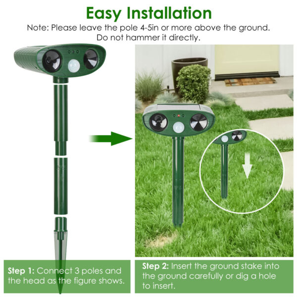 afdd0e06-b69c-4d9c-a0e4-2e07c2a8580a.jpg 1Pc Solar Ultrasonic Animal Repeller PIR Motion Sensor Animal Repellent Chaser IPX4 Waterproof For Farm Garden Yard To Drive Raccoon Squirrel Rat Skunk Rabbit Mole Dog Cat Snake