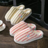 b27c6d17-3c68-40c5-8e49-81c9eb116fbe.jpg Ins Plush Striped Slippers Winter Warm Letter Embroidered Shoes Fashion Floor Bedroom Home Slipper For Women Men Couples