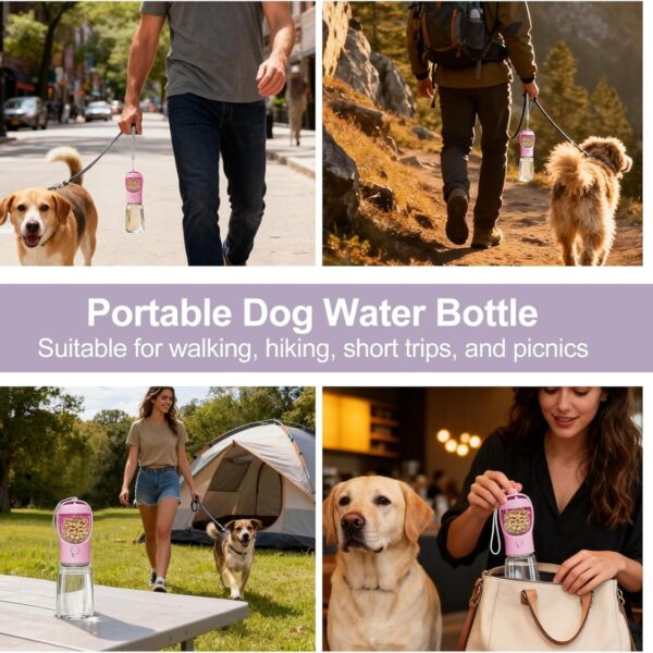 b5e0c805-6f19-4873-967a-5e0b5143ab0e.jpg Portable Dog Water Bottle With Food Container, Drinking Bottle For Travel 2 In 1 Dog Water Bowl, Leak Proof Pet Water Dispenser, BPA Free, Puppy Essentials, For Walking Hiking